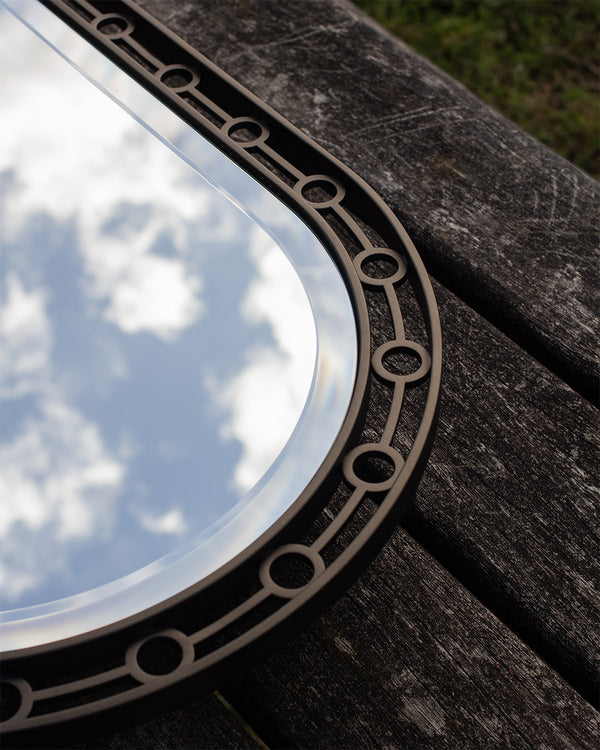 Powder-Coated Pill Shaped Mirror with Circular Cut-Outs