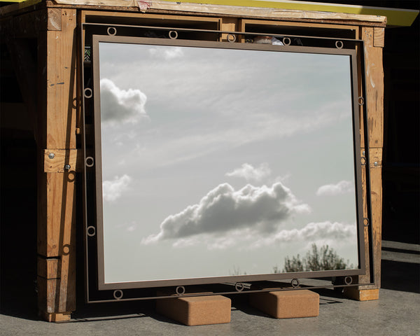 Powder-Coated Rectangular Mirror with Circular Cut-Outs