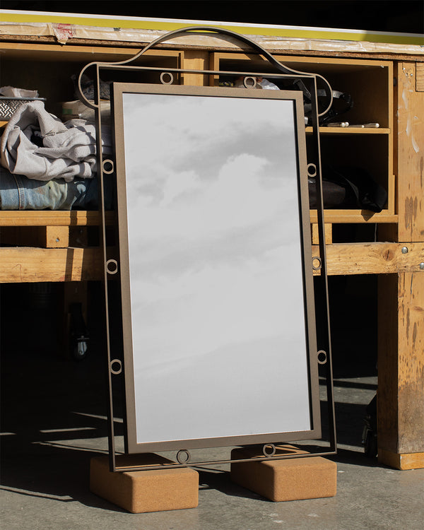 Powder-Coated Rectangular Mirror with Decorative Detail