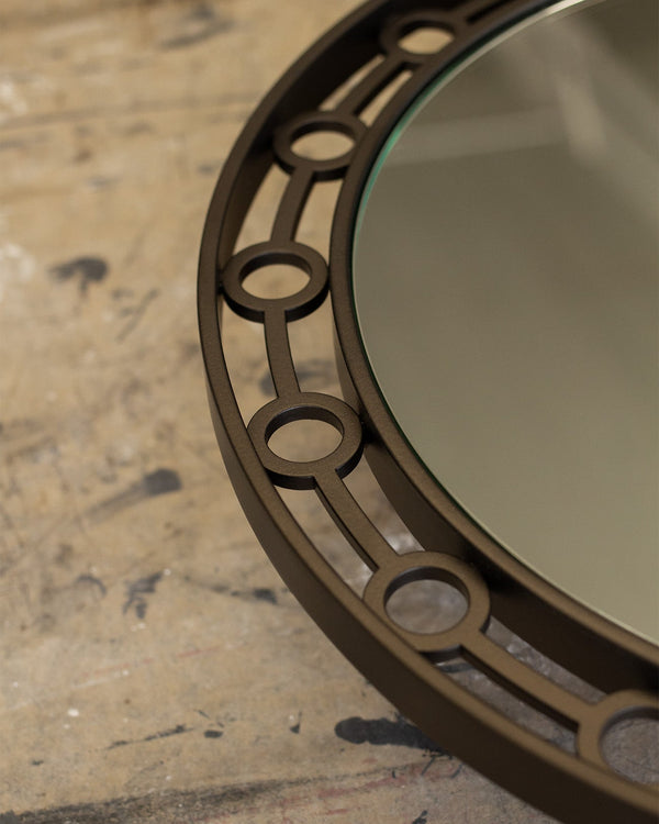 Powder Coated Round Mirror with Circular Cut-Outs