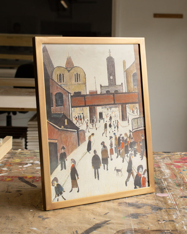 L.S. Lowry Print in an Antique Brass Frame