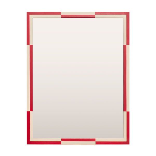 Red and Off-White Chequered Mirror