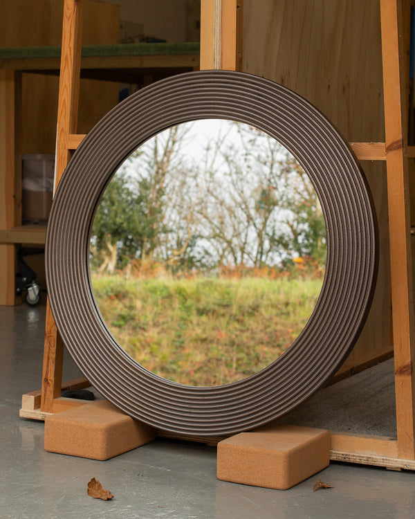 Round Metal Reeded Mirror