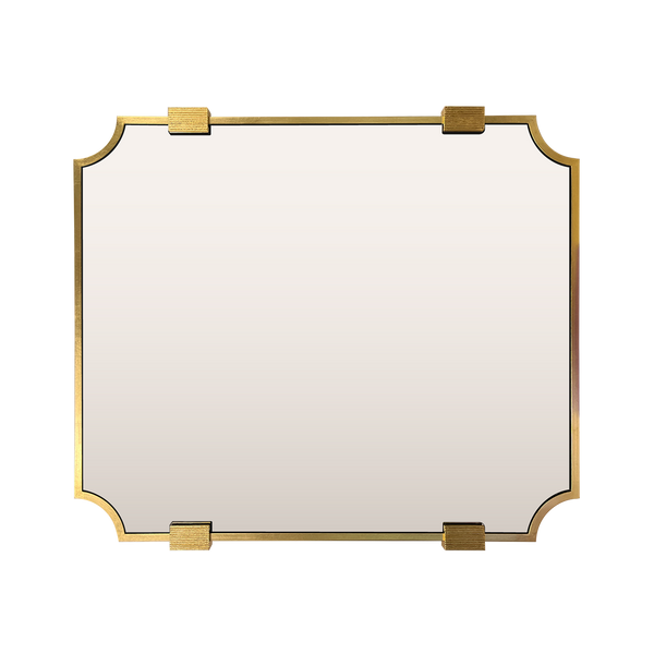 Scallop Corner Satin Brass Mirror