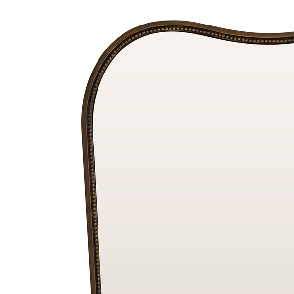 Shaped Light Brushed Brass Mirror With Beading
