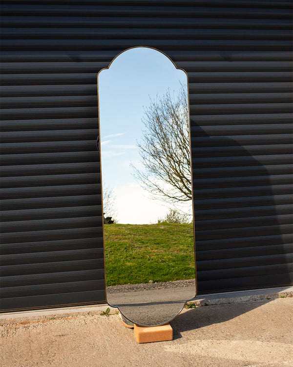 Shaped Imitation Brass Slimline Mirror