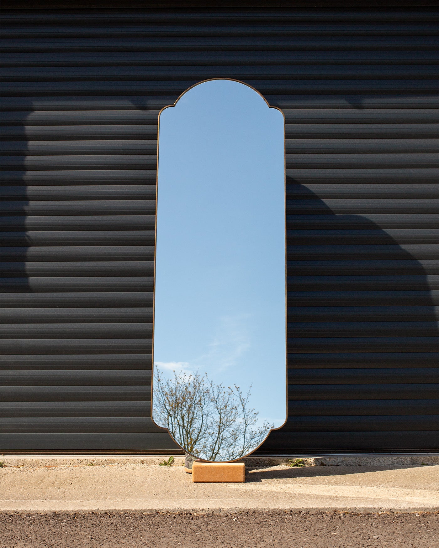 Shaped Imitation Brass Slimline Mirror – Patrick Ireland Frames