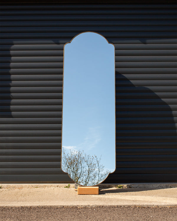 Shaped Imitation Brass Slimline Mirror