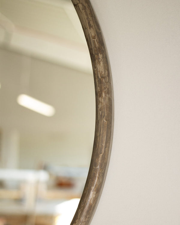 Silver Bark Round Mirror