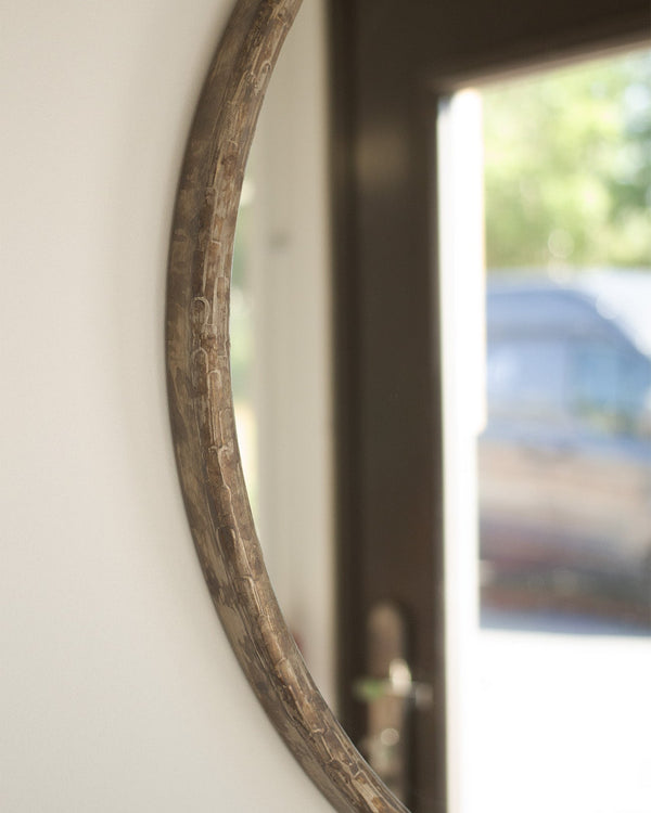 Silver Bark Round Mirror