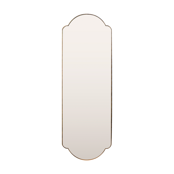 Shaped Imitation Brass Slimline Mirror