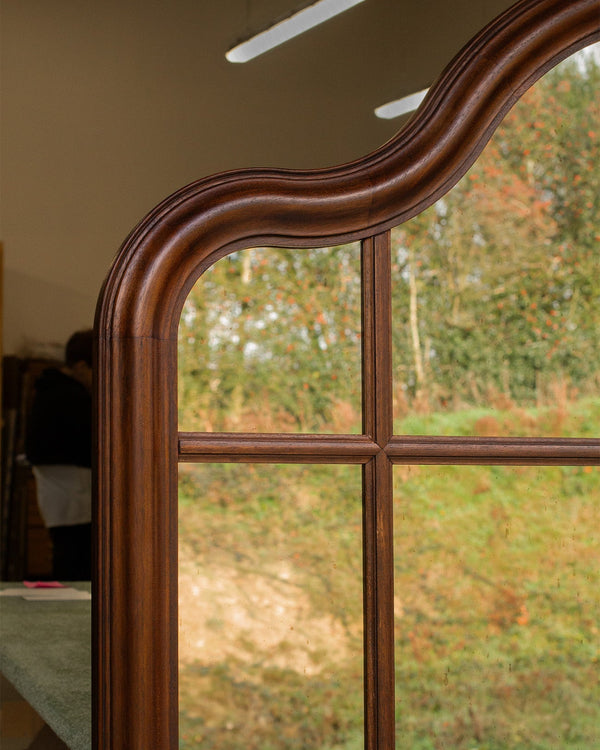 Shaped Overmantle Wooden Mirror