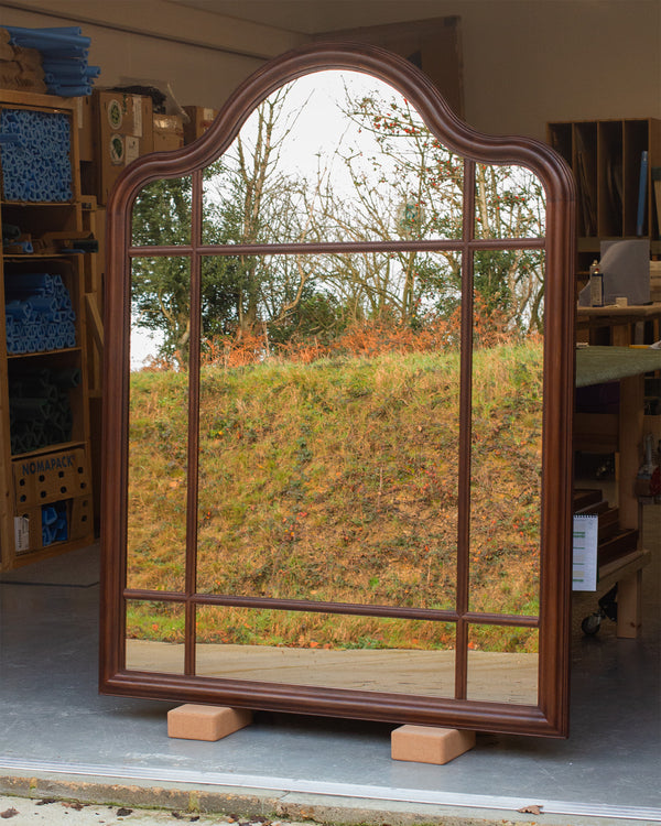 Shaped Overmantle Wooden Mirror
