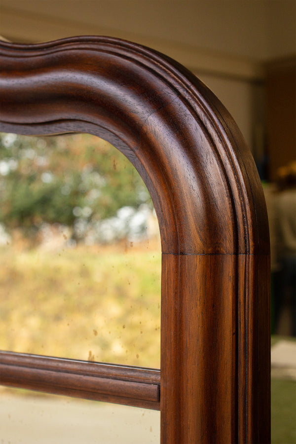 Shaped Overmantle Wooden Mirror
