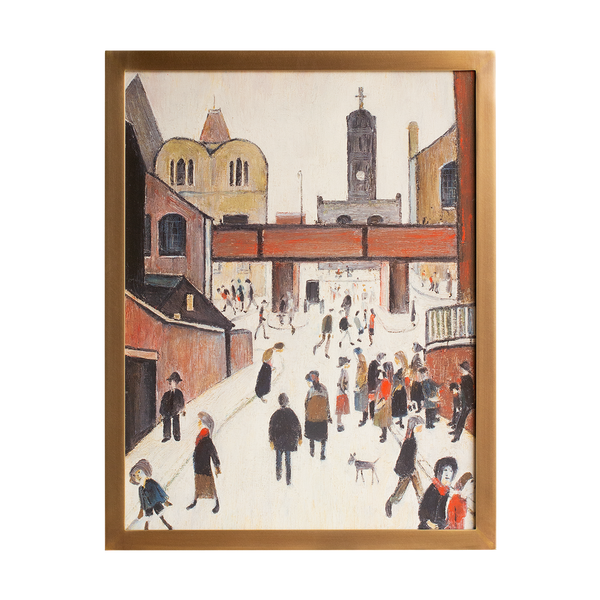 L.S. Lowry Print in an Antique Brass Frame