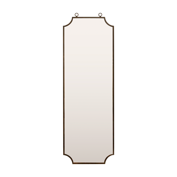 Tall Scallop Corner Mirror with Decorative Rings