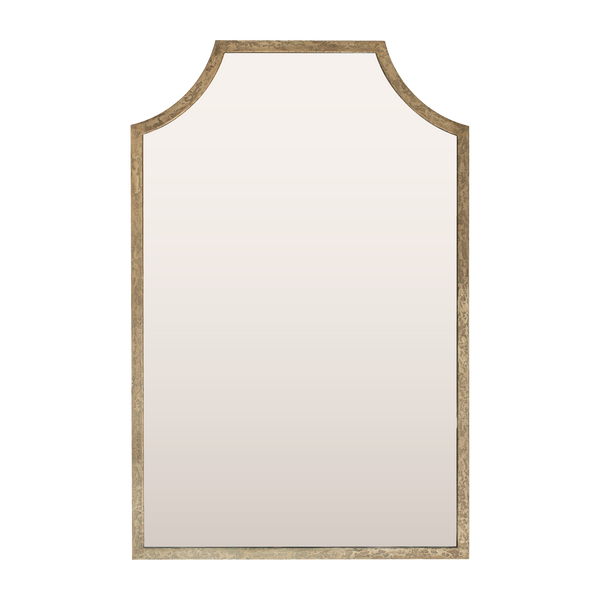 Textured Aged Champagne Scallop Corner Mirror
