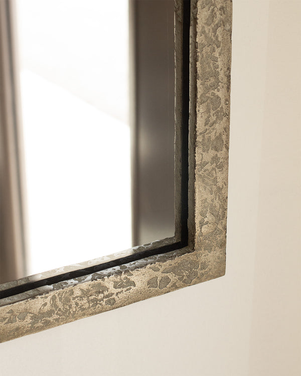 Textured Aged Champagne Scallop Corner Mirror