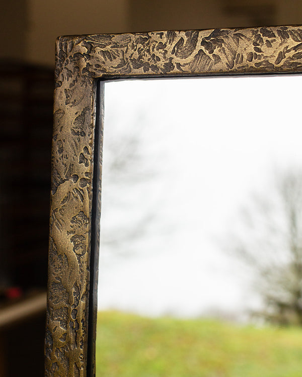 Textured Brass Rectangular Mirror