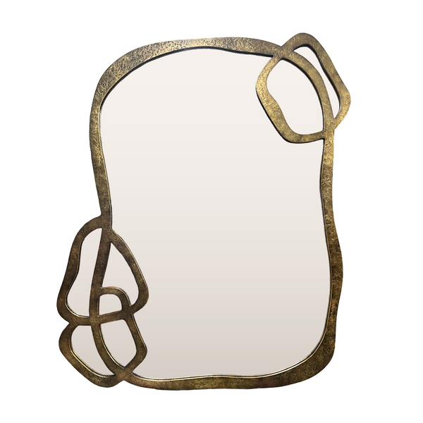 Textured Brass Shaped Mirror
